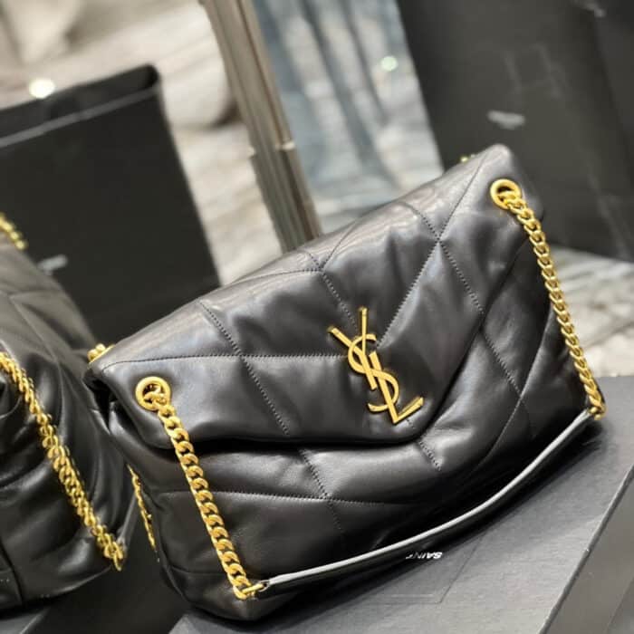 Saint Laurent Puffer Gold Tone Metal  Medium Black 35Cm - Image 2