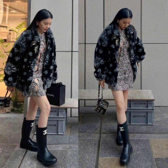 Chanel Boots Caoutchouc And BlackRain Boots Black - Image 4