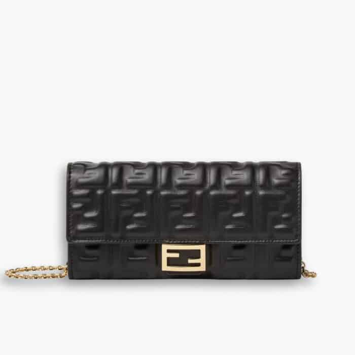 Fendi Baguette Continental Wallet With Chain Black 19Cm 8M0365AAJDF0KUR