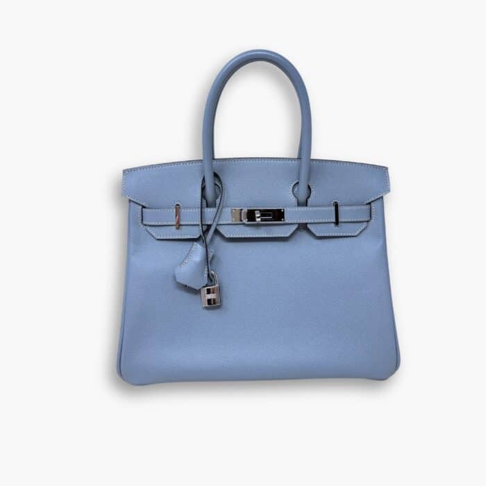 Hermes Birkin 30 Bag Epsom Silver Hardware Blue 30Cm