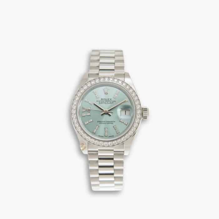 Rolex Lady Datejust 28 Ice Blue Dial Platinum Diamond Watch 28mm 279136IBLSRDP