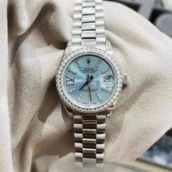 Rolex Lady Datejust 28 Ice Blue Dial Platinum Diamond Watch 28mm 279136IBLSRDP - Image 4