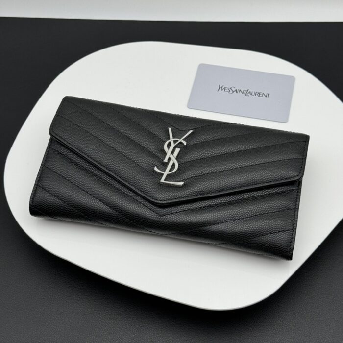 Saint Laurent Cassandra Large Flap Wallet Black 19 cm - Image 9