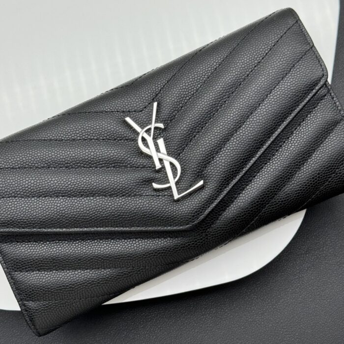 Saint Laurent Cassandra Large Flap Wallet Black 19 cm - Image 8