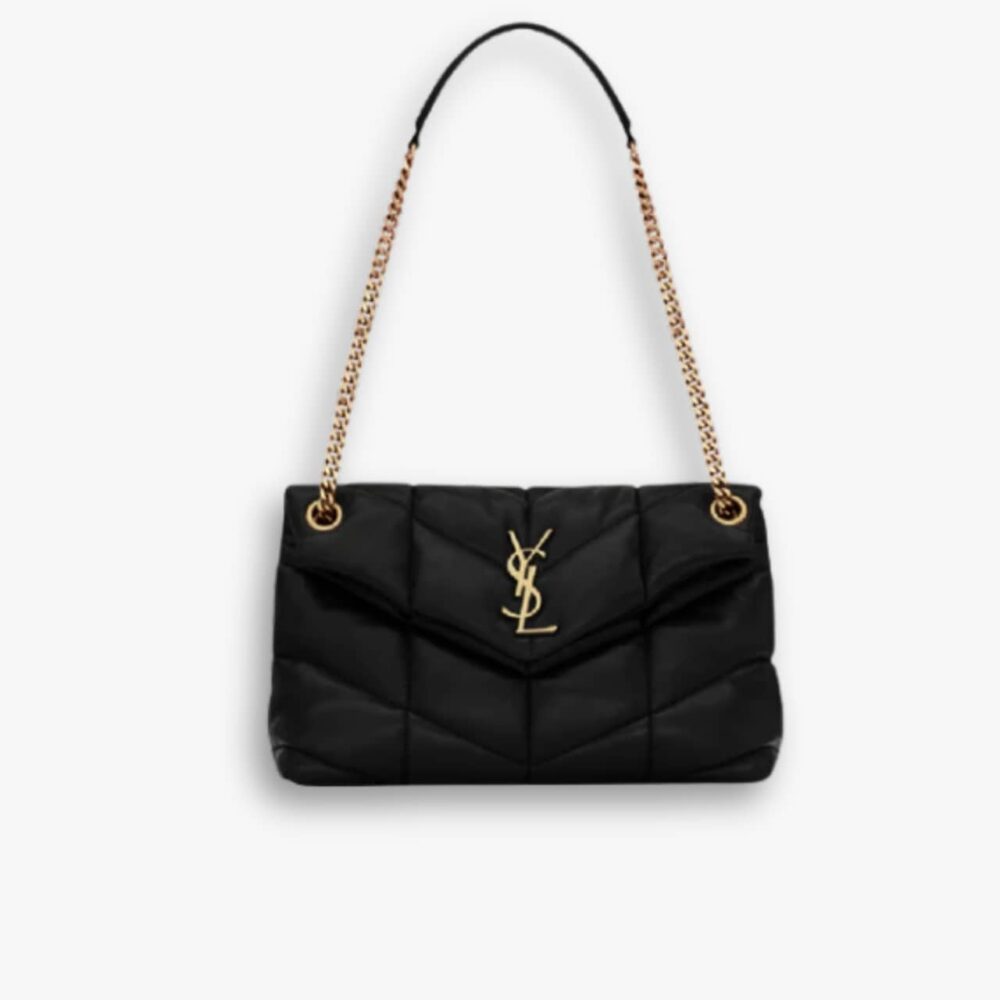 Saint Laurent Puffer Gold Tone Metal  Medium Black 35Cm