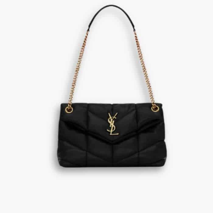 Saint Laurent Puffer Gold Tone Metal  Medium Black 35Cm