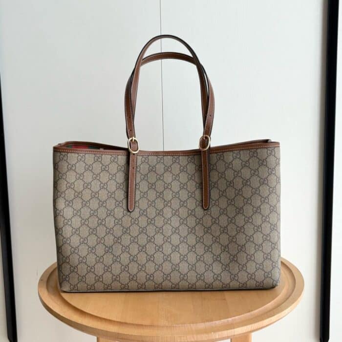 Gucci GG Emblem Large Tote Bag Beige And Dark Brown 38Cm  ‎815213 FAD6L 9758 - Image 3