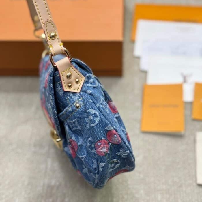Louis Vuitton X Takashi Murakami Monogram Cerise Sunset Bag Denim Blue 27Cm M13680 - Image 6