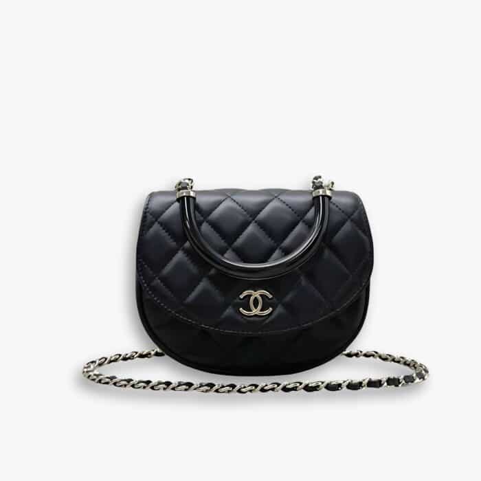Chanel 25C Classic Clutch With Chain Black 16Cm