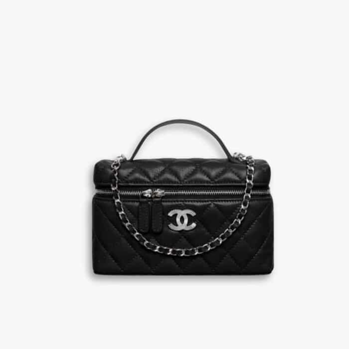 Chanel 25C Matelasse Vanity Black 19cm