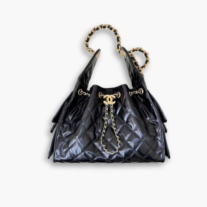 Chanel 25 Small Handbag Grained And Gold Tone Metal Black 34 cm  AS5293 B20304 94305