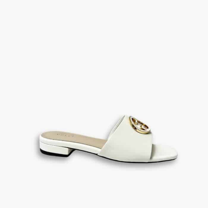 Gucci Women Round Interlocking G Sandal In White