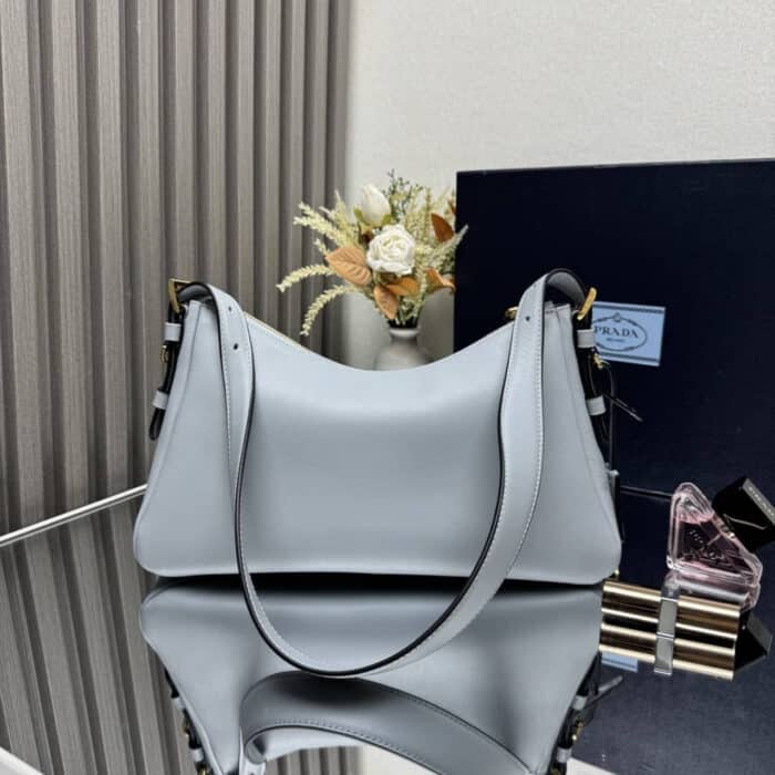 Super Vip 1:1 – Prada Aimée Medium Leather Shoulder Bag Opaline 30Cm 1BC229 2CYS  F04F1 V LVM - Image 5