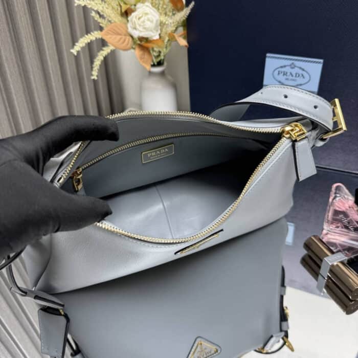 Super Vip 1:1 – Prada Aimée Medium Leather Shoulder Bag Opaline 30Cm 1BC229 2CYS  F04F1 V LVM - Image 6