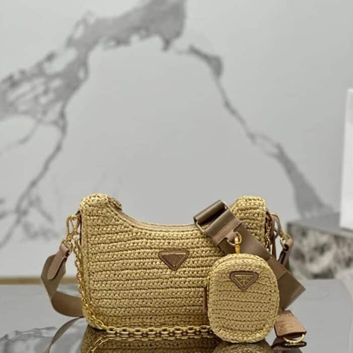 Prada Re Edition 2005 Crochet Bag Natural 22Cm - Image 2