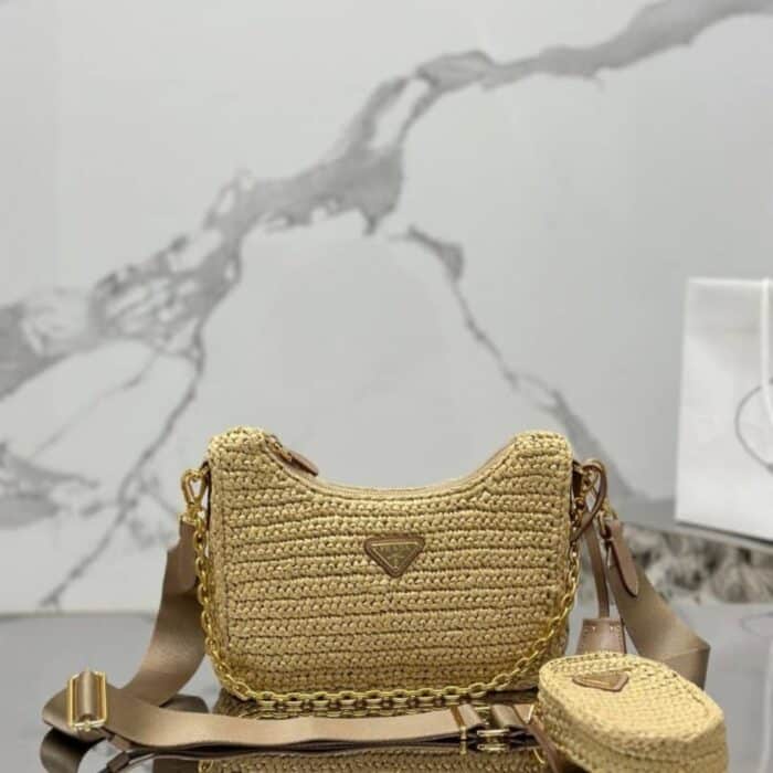 Prada Re Edition 2005 Crochet Bag Natural 22Cm - Image 3