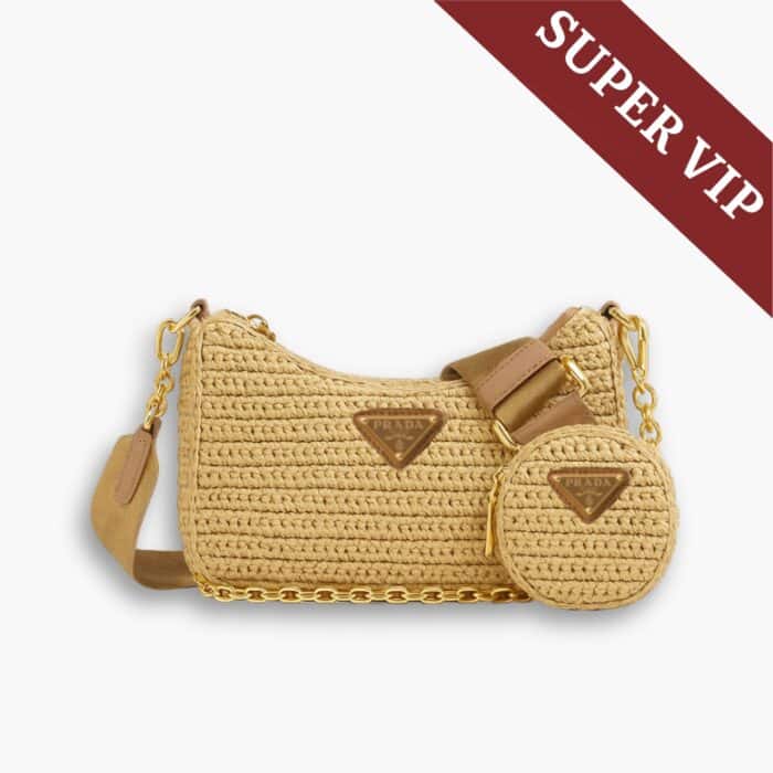 Prada Re Edition 2005 Crochet Bag Natural 22Cm