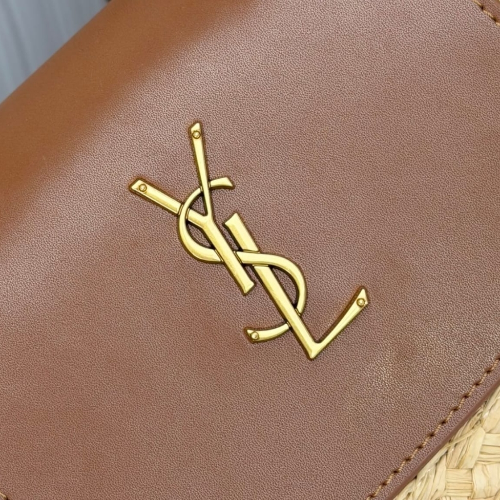 Saint Laurent Mini Manon In Raffia Natural And Brick 23cm 774269GAAED9051 - Image 6