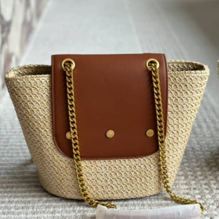Saint Laurent Mini Manon In Raffia And Aged Vegetable Tanned Leather Naturel 23cm 774269GAAED9051 - Image 5