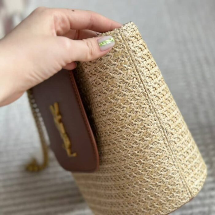 Saint Laurent Mini Manon In Raffia And Aged Vegetable Tanned Leather Naturel 23cm 774269GAAED9051 - Image 3