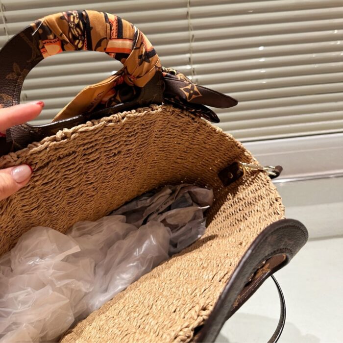 Louis Vuitton Raffia Monogram Crossbody Shoulder Bag Natural 21cm - Image 8