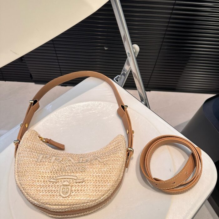 Prada Arqué Crochet Shoulder Bag Natural 22cm 1BC194 2M2T F0018 V OUO - Image 9