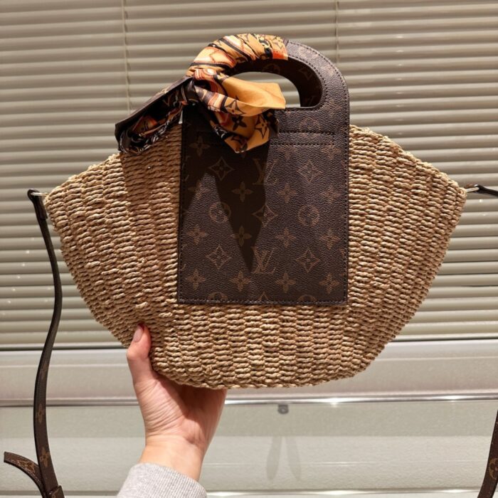 Louis Vuitton Raffia Monogram Crossbody Shoulder Bag Natural 21cm - Image 2