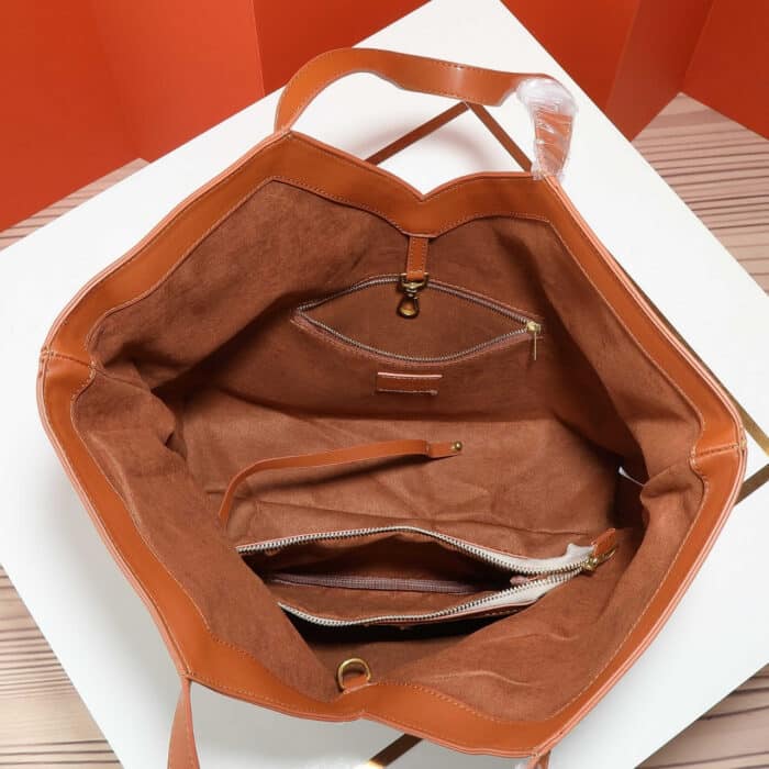 Saint Laurent Tiffany & Fred Paris Raffia Leather Large Tote Brown 50Cm - Image 5