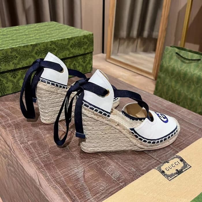 Gucci GG Canvas Wedge Espadrilles White - Image 5