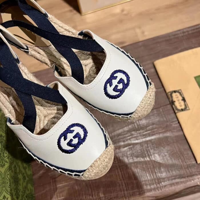 Gucci GG Canvas Wedge Espadrilles White - Image 6