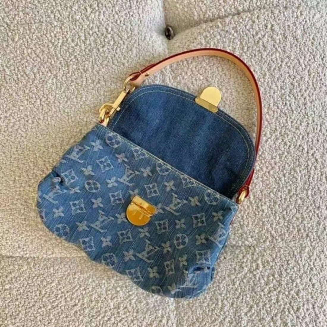 Louis Vuitton Pleaty Handbag Monogram Denim Blue 26cm M95050 - Image 3