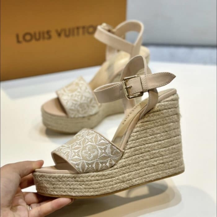 Louis Vuitton Helios Wedge Espadrille Beige 1AHLL6 - Image 4