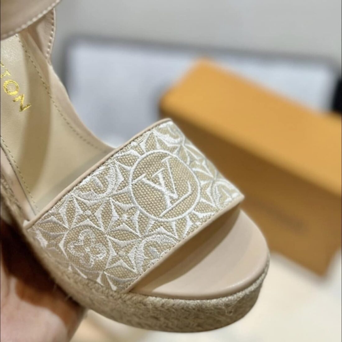 Louis Vuitton Helios Wedge Espadrille Beige 1AHLL6 - Image 6