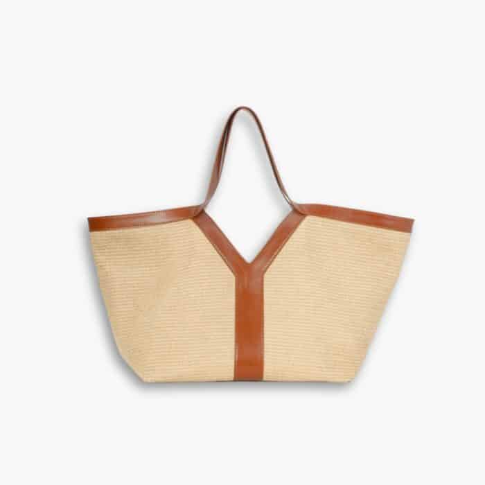 Saint Laurent Tiffany & Fred Paris Raffia Leather Large Tote Brown 50Cm
