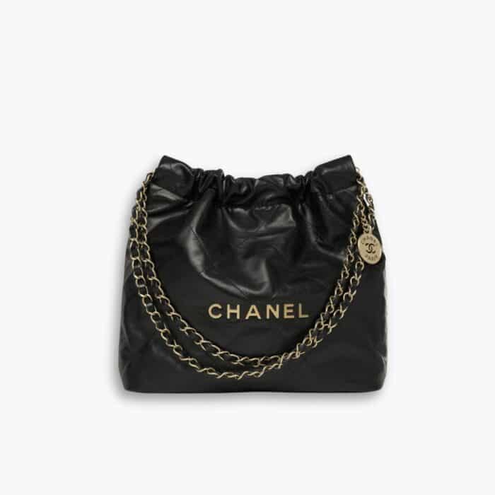 Chanel 22 Small Handbag Gold Tone Metal Black 37Cm AS3260 B19059 94305