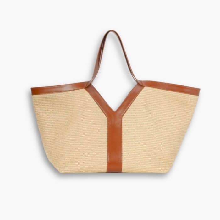 Saint Laurent Tiffany & Fred Paris Raffia Leather Large Tote Brown 50Cm