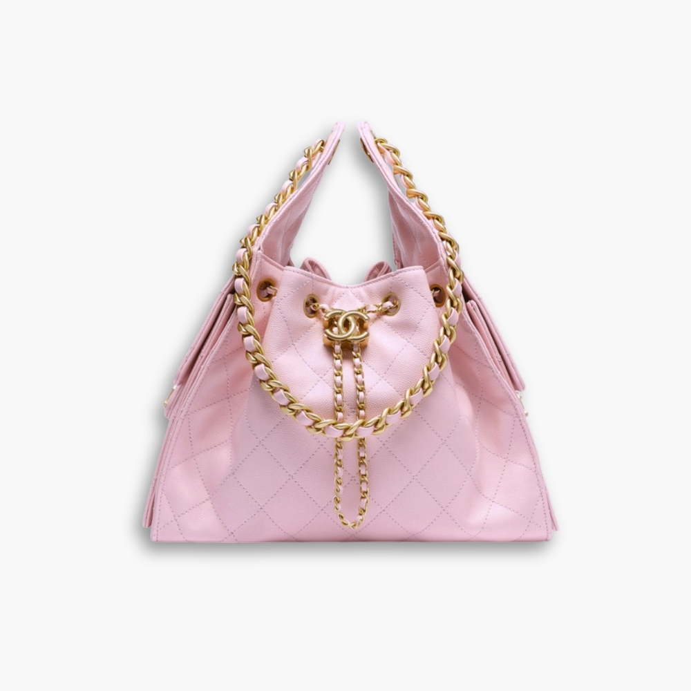 Chanel 25 Small Handbag Grained And Gold Tone Metal Pink 26Cm AS5293 B20304 NAGEO