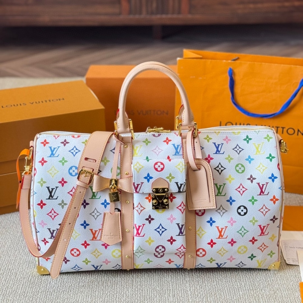 Perfect Match: Louis Vuitton TM Keepall Bandouliere Multicolored 45cm X Louis Vuitton TM Cosmetic Pouch 19cm - Image 2