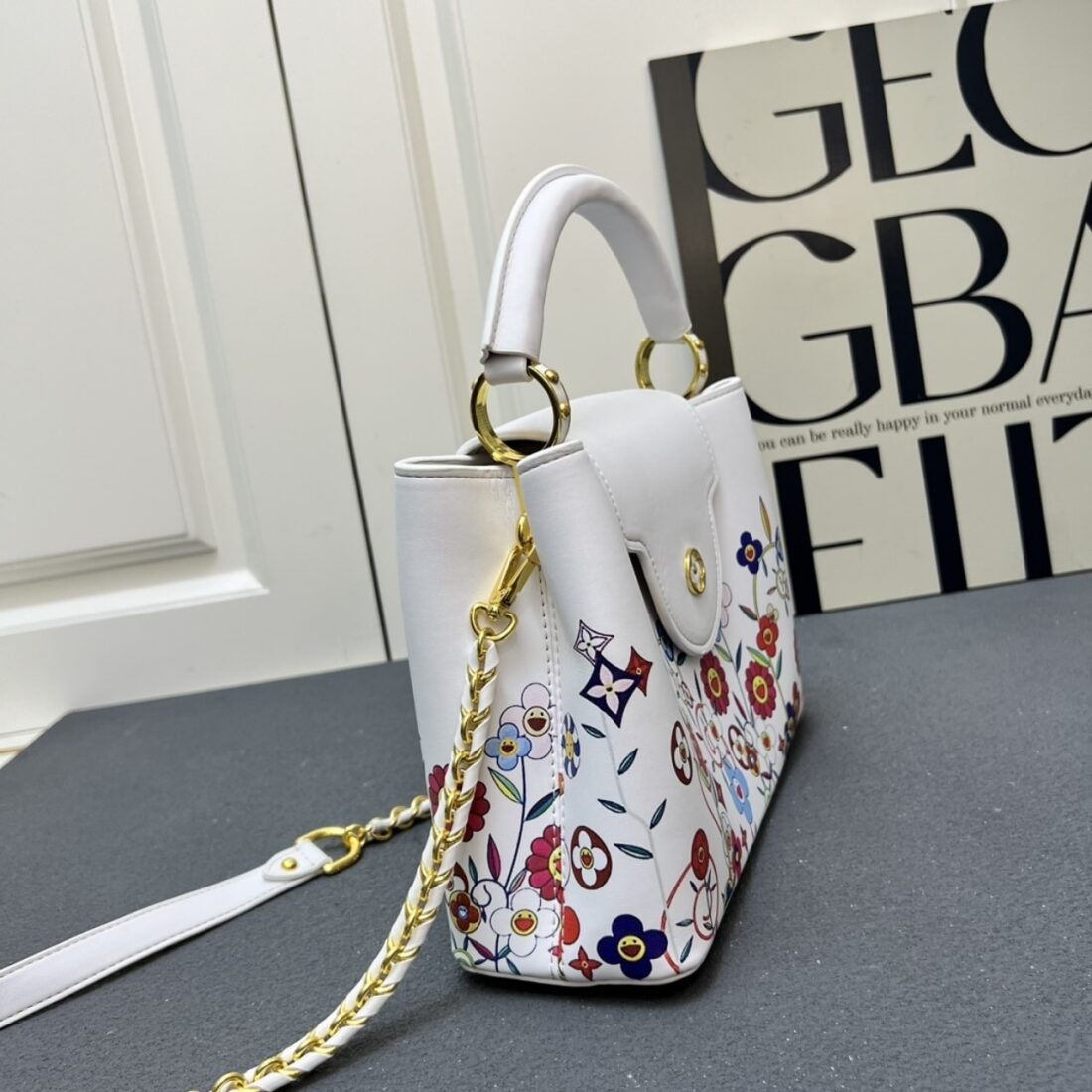 Louis Vuitton x Murakami Capucines East West Mini White 21Cm - Image 4