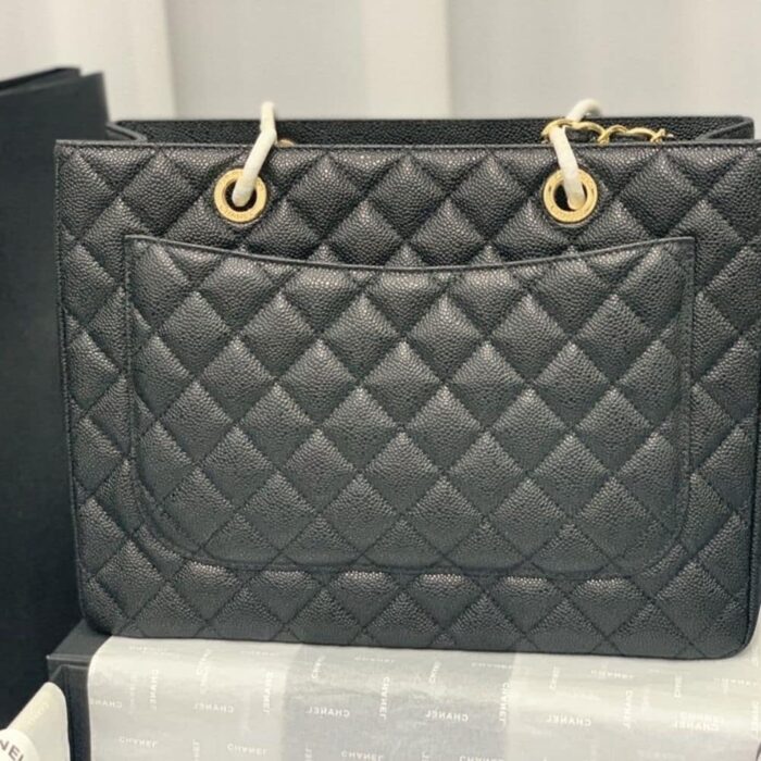 Perfect Match: Chanel Caviar Grand Shopping Tote Black 33cm X Chanel Classic Long Flap Wallet Black 19cm - Image 4
