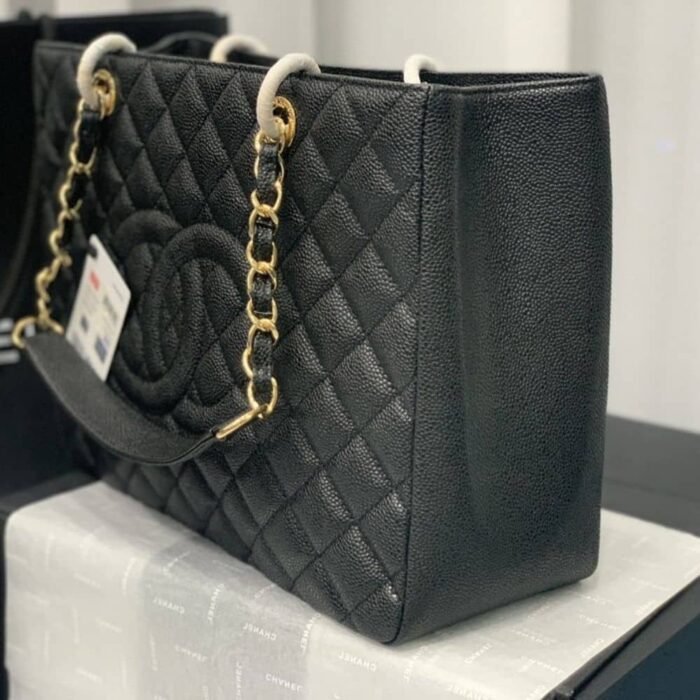 Perfect Match: Chanel Caviar Grand Shopping Tote Black 33cm X Chanel Classic Long Flap Wallet Black 19cm - Image 3
