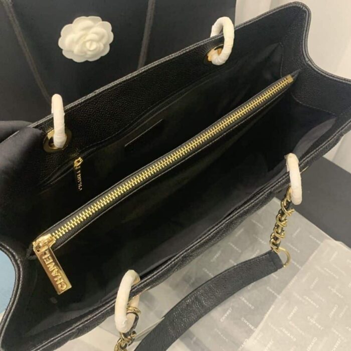 Perfect Match: Chanel Caviar Grand Shopping Tote Black 33cm X Chanel Classic Long Flap Wallet Black 19cm - Image 5