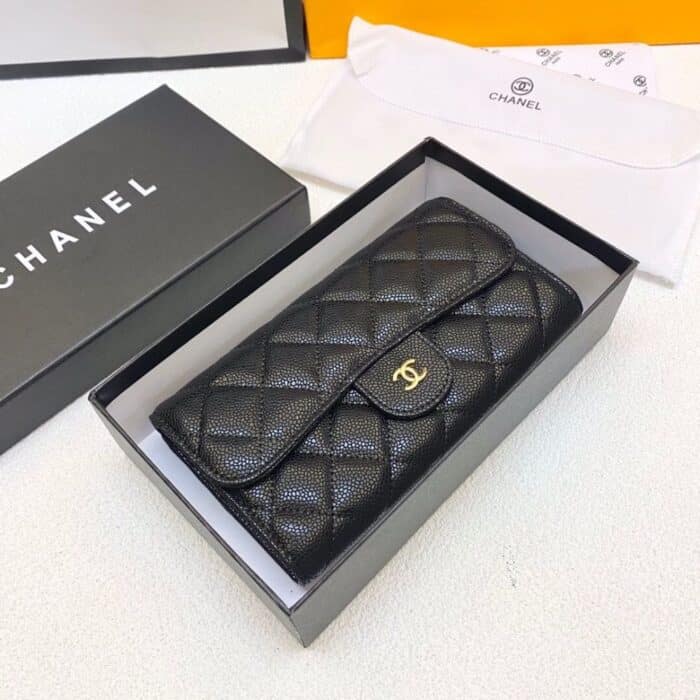 Perfect Match: Chanel Caviar Grand Shopping Tote Black 33cm X Chanel Classic Long Flap Wallet Black 19cm - Image 7