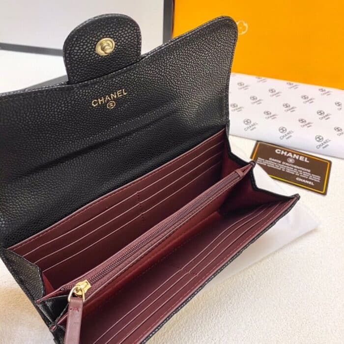 Perfect Match: Chanel Caviar Grand Shopping Tote Black 33cm X Chanel Classic Long Flap Wallet Black 19cm - Image 9
