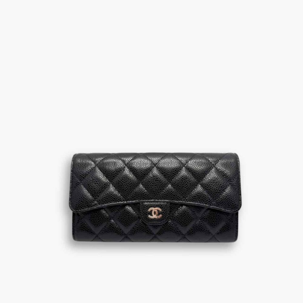 Chanel Classic Long Flap Wallet Black 19cm