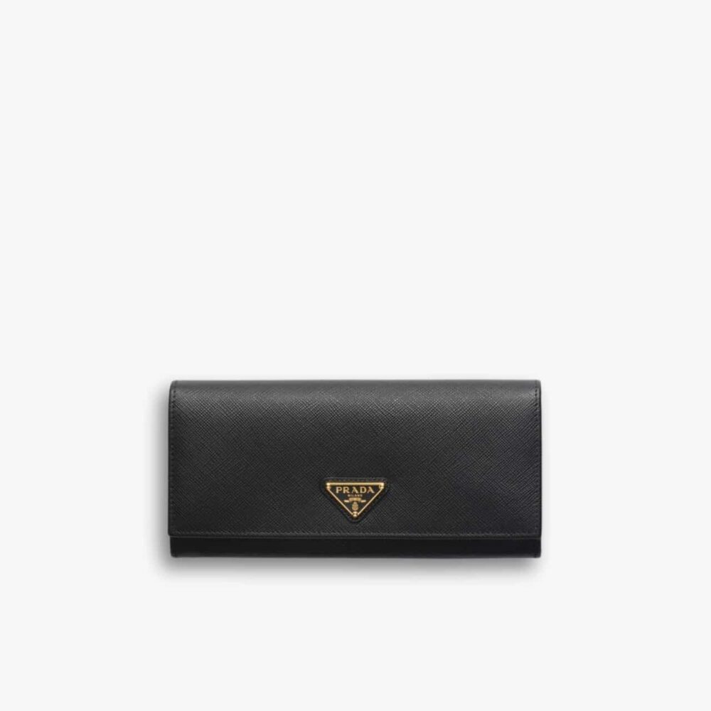 Prada Large Saffiano Triangle Wallet Black 19cm 1MH132QHHF0002