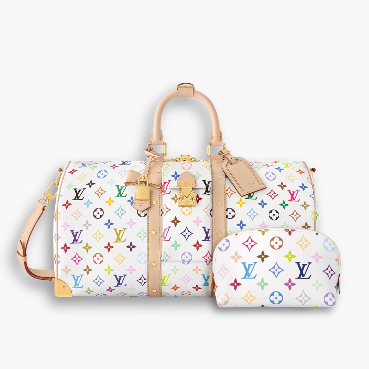 Perfect Match: Louis Vuitton TM Keepall Bandouliere Multicolored 45cm X Louis Vuitton TM Cosmetic Pouch 19cm