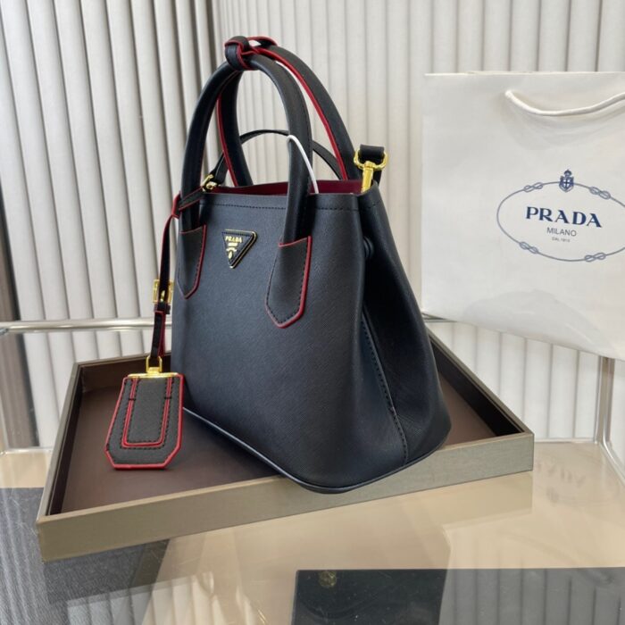 Perfect Match: Prada Saffiano Leather Double Black 25Cm X Prada Small Saffiano Leather Wallet Black 10cm - Image 3