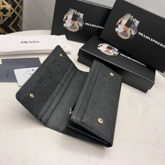 Prada Large Saffiano Triangle Wallet Black 19cm 1MH132QHHF0002 - Image 5