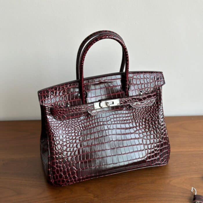 Hermes Birkin 30 Bordeaux Shiny Silver Hardware 30Cm - Image 5